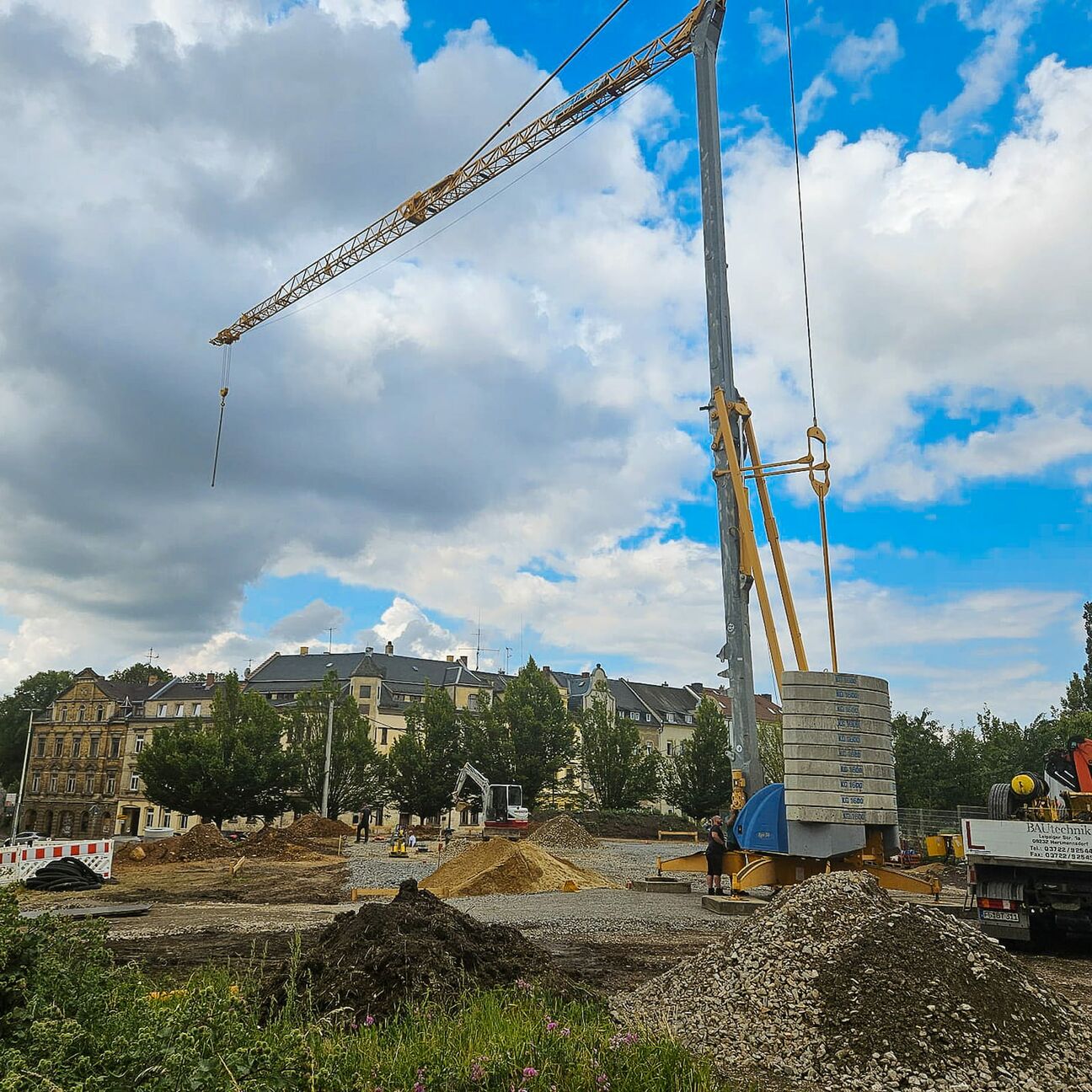 Blick auf die Baustelle im September